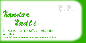 nandor madli business card